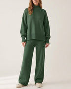 Willluxe® Oversized Turtleneck Knit Sweater & Wide-Leg Pants Set