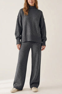Willluxe® Oversized Turtleneck Knit Sweater & Wide-Leg Pants Set
