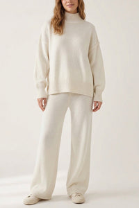Willluxe® Oversized Turtleneck Knit Sweater & Wide-Leg Pants Set