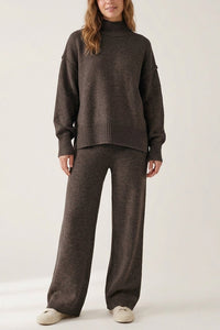 Willluxe® Oversized Turtleneck Knit Sweater & Wide-Leg Pants Set