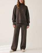 Willluxe® Oversized Turtleneck Knit Sweater & Wide-Leg Pants Set