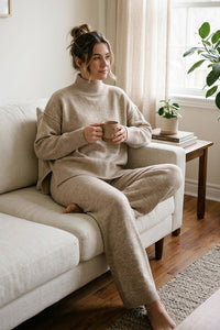 Willluxe® Oversized Turtleneck Knit Sweater & Wide-Leg Pants Set