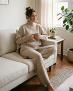 Willluxe® Oversized Turtleneck Knit Sweater & Wide-Leg Pants Set