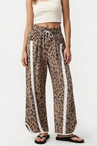 Willluxe® High-Waisted Drawstring Wide Leg Pants with Side Stripes