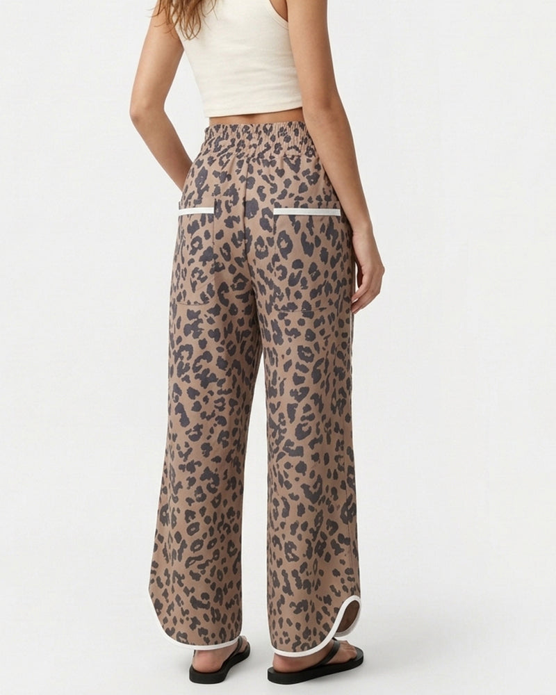 Willluxe® High-Waisted Drawstring Wide Leg Pants with Side Stripes