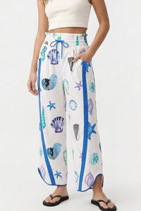 Willluxe® High-Waisted Drawstring Wide Leg Pants with Side Stripes