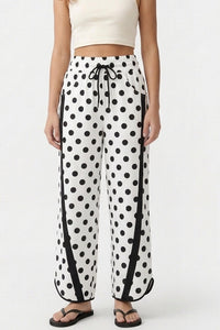 Willluxe® High-Waisted Drawstring Wide Leg Pants with Side Stripes