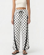 Willluxe® High-Waisted Drawstring Wide Leg Pants with Side Stripes
