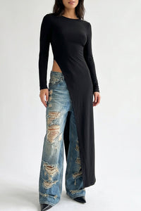 Willluxe® Asymmetrical High-Slit Long Top