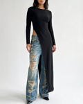 Willluxe® Asymmetrical High-Slit Long Top