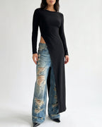 Willluxe® Asymmetrical High-Slit Long Top