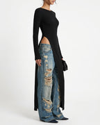 Willluxe® Asymmetrical High-Slit Long Top