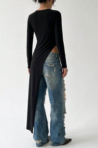 Willluxe® Asymmetrical High-Slit Long Top