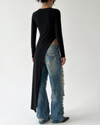 Willluxe® Asymmetrical High-Slit Long Top