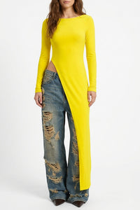 Willluxe® Asymmetrical High-Slit Long Top