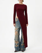 Willluxe® Asymmetrical High-Slit Long Top