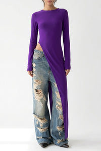 Willluxe® Asymmetrical High-Slit Long Top