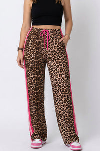 Willluxe® Wide Leg Track Pants with Side Stripes