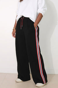 Willluxe® Wide Leg Track Pants with Side Stripes