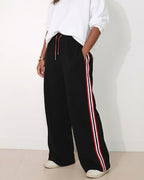Willluxe® Wide Leg Track Pants with Side Stripes