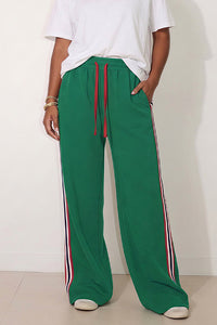 Willluxe® Wide Leg Track Pants with Side Stripes