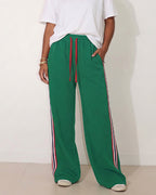 Willluxe® Wide Leg Track Pants with Side Stripes
