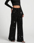 Willluxe® Starlit Sequin Drawstring Wide Leg Pants