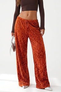 Willluxe® Starlit Sequin Drawstring Wide Leg Pants