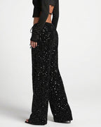 Willluxe® Starlit Sequin Drawstring Wide Leg Pants