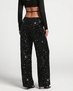 Willluxe® Starlit Sequin Drawstring Wide Leg Pants