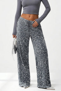 Willluxe® Starlit Sequin Drawstring Wide Leg Pants