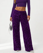 Willluxe® Starlit Sequin Drawstring Wide Leg Pants
