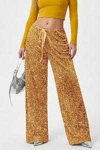 Willluxe® Starlit Sequin Drawstring Wide Leg Pants