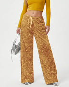 Willluxe® Starlit Sequin Drawstring Wide Leg Pants