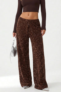 Willluxe® Starlit Sequin Drawstring Wide Leg Pants