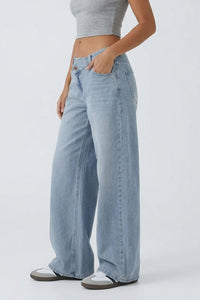 Willluxe® Low Rise Crossover Wide Leg Jeans