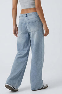 Willluxe® Low Rise Crossover Wide Leg Jeans
