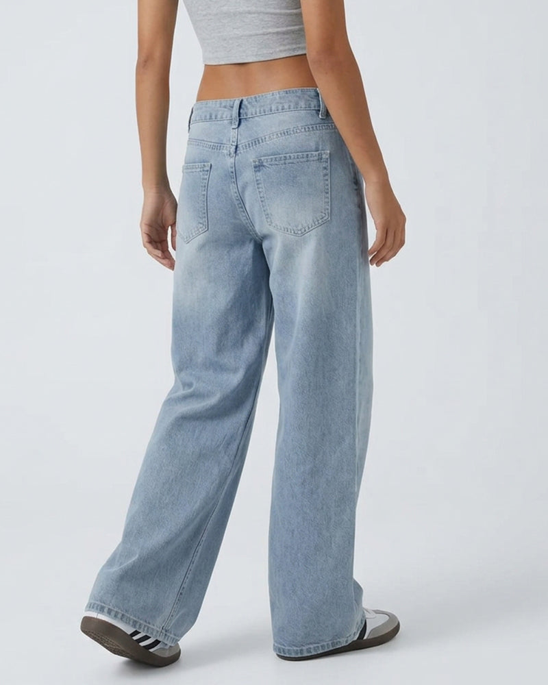 Willluxe® Low Rise Crossover Wide Leg Jeans