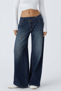 Willluxe® Low Rise Crossover Wide Leg Jeans