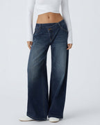 Willluxe® Low Rise Crossover Wide Leg Jeans