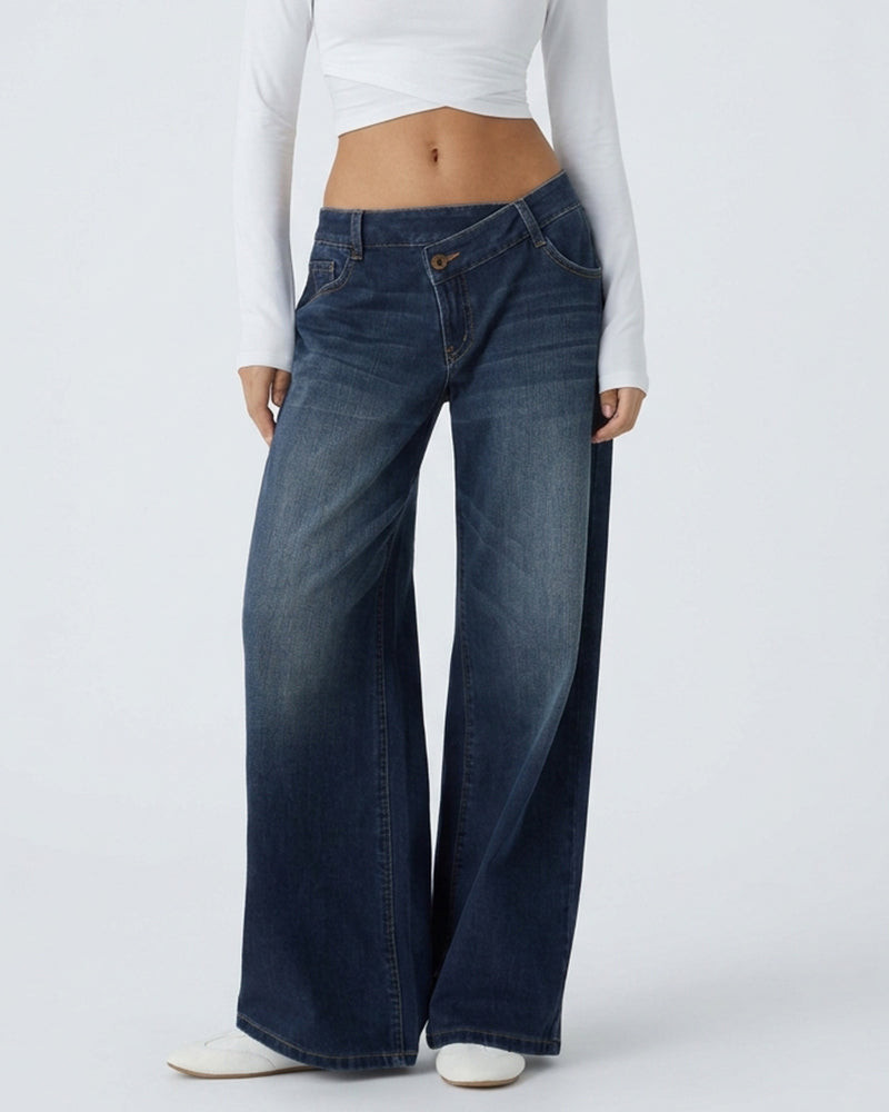 Willluxe® Low Rise Crossover Wide Leg Jeans