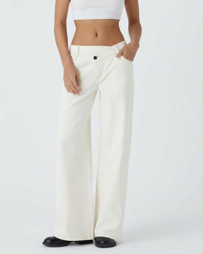 Willluxe® Low Rise Crossover Wide Leg Jeans