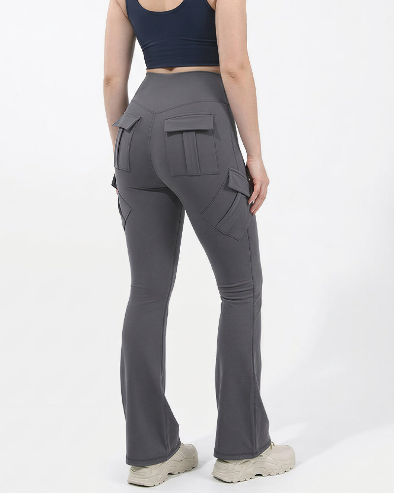 Willluxe® High Waisted Cargo Flare Yoga Pants