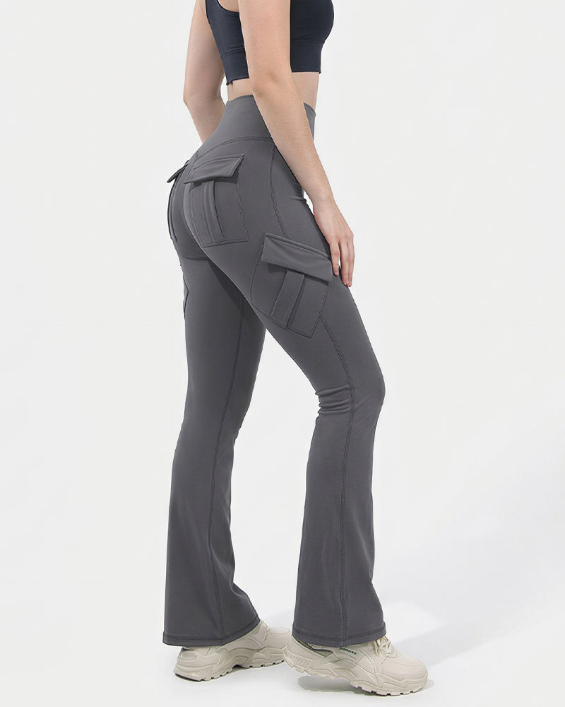 Willluxe® High Waisted Cargo Flare Yoga Pants