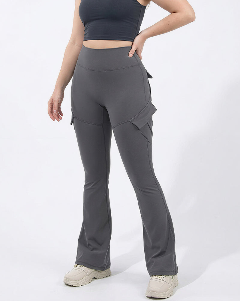 Willluxe® High Waisted Cargo Flare Yoga Pants