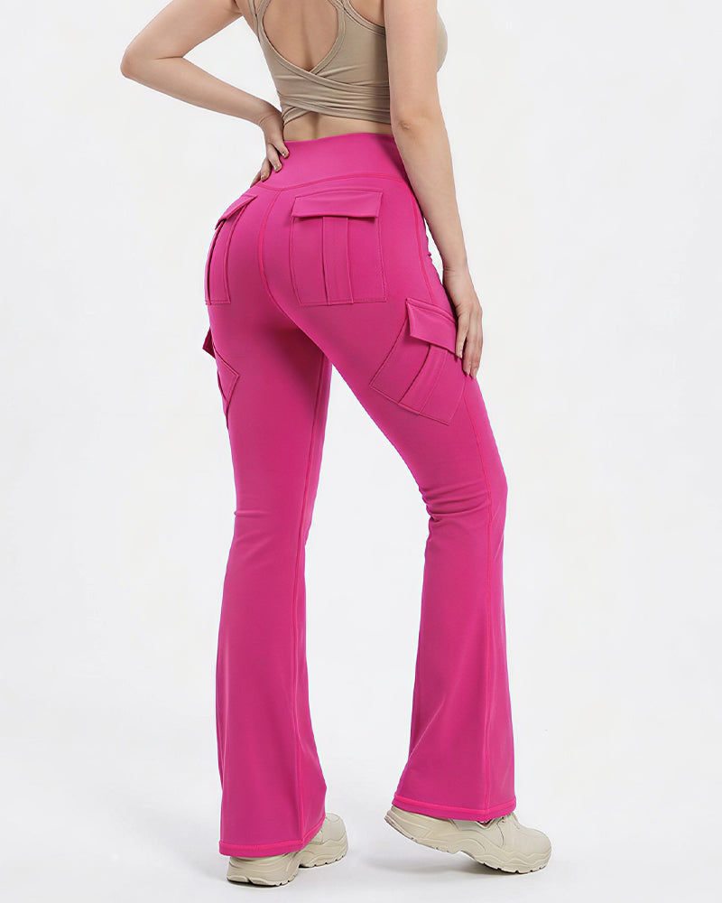 Willluxe® High Waisted Cargo Flare Yoga Pants