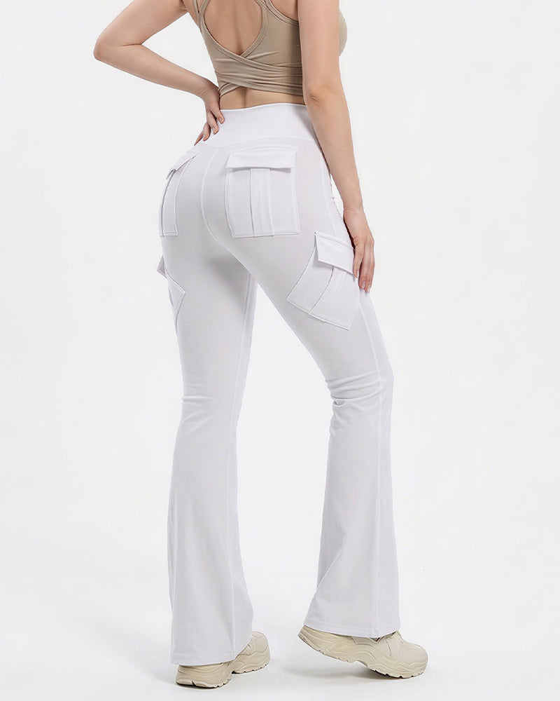 Willluxe® High Waisted Cargo Flare Yoga Pants