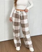 Willluxe® Fuzzy Plaid Winter Sleepwear Lounge Pants