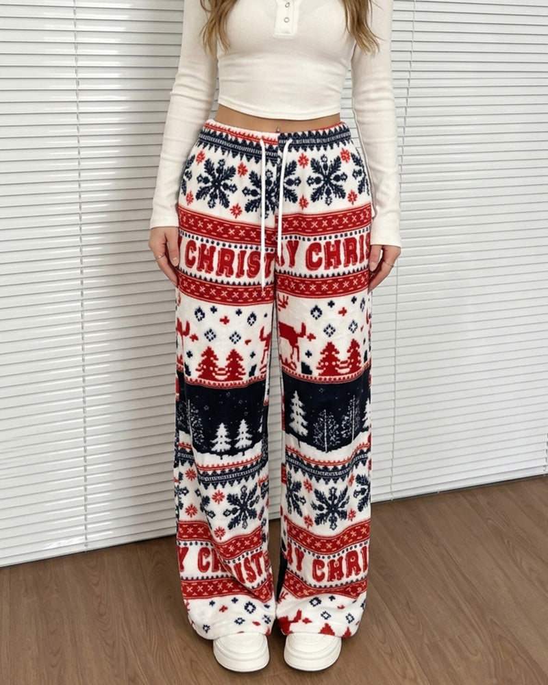 Willluxe® Fuzzy Plaid Winter Sleepwear Lounge Pants