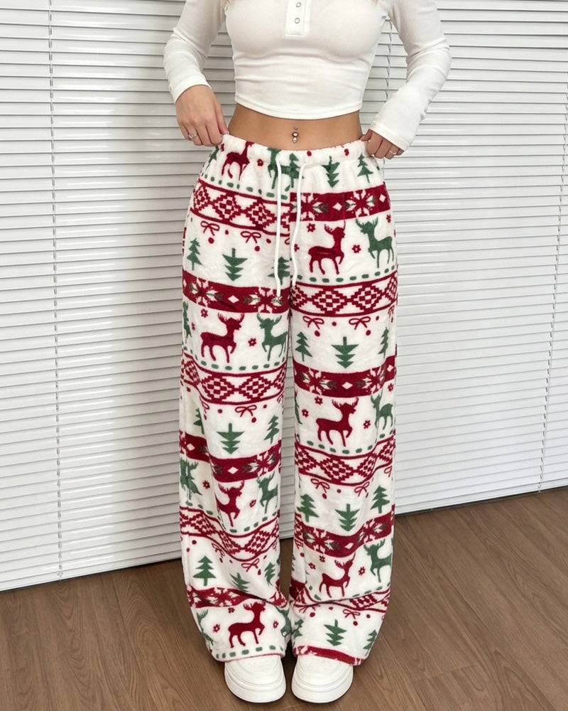 Willluxe® Fuzzy Plaid Winter Sleepwear Lounge Pants